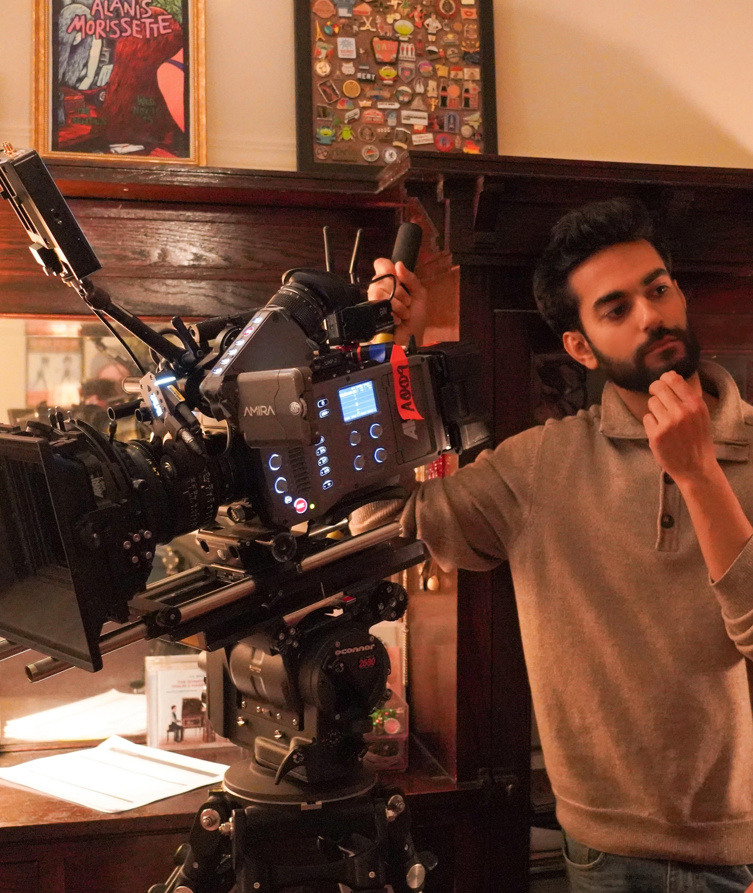 Ananth Munikoti on set with a cinema camera